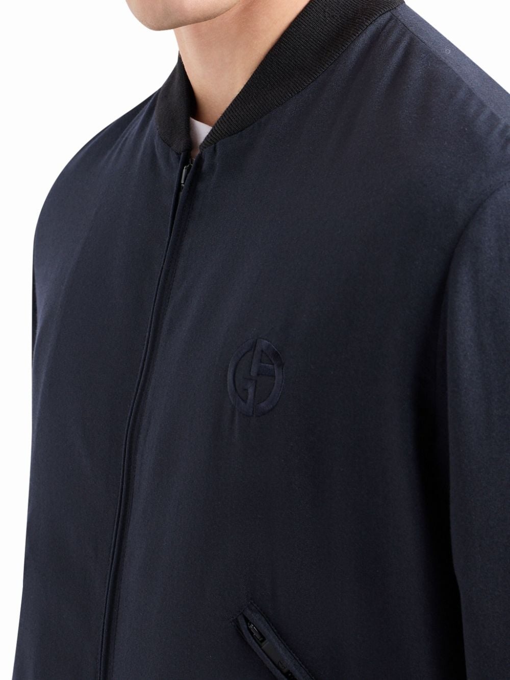 logo-embroidery cashmere-blend jacket - 5