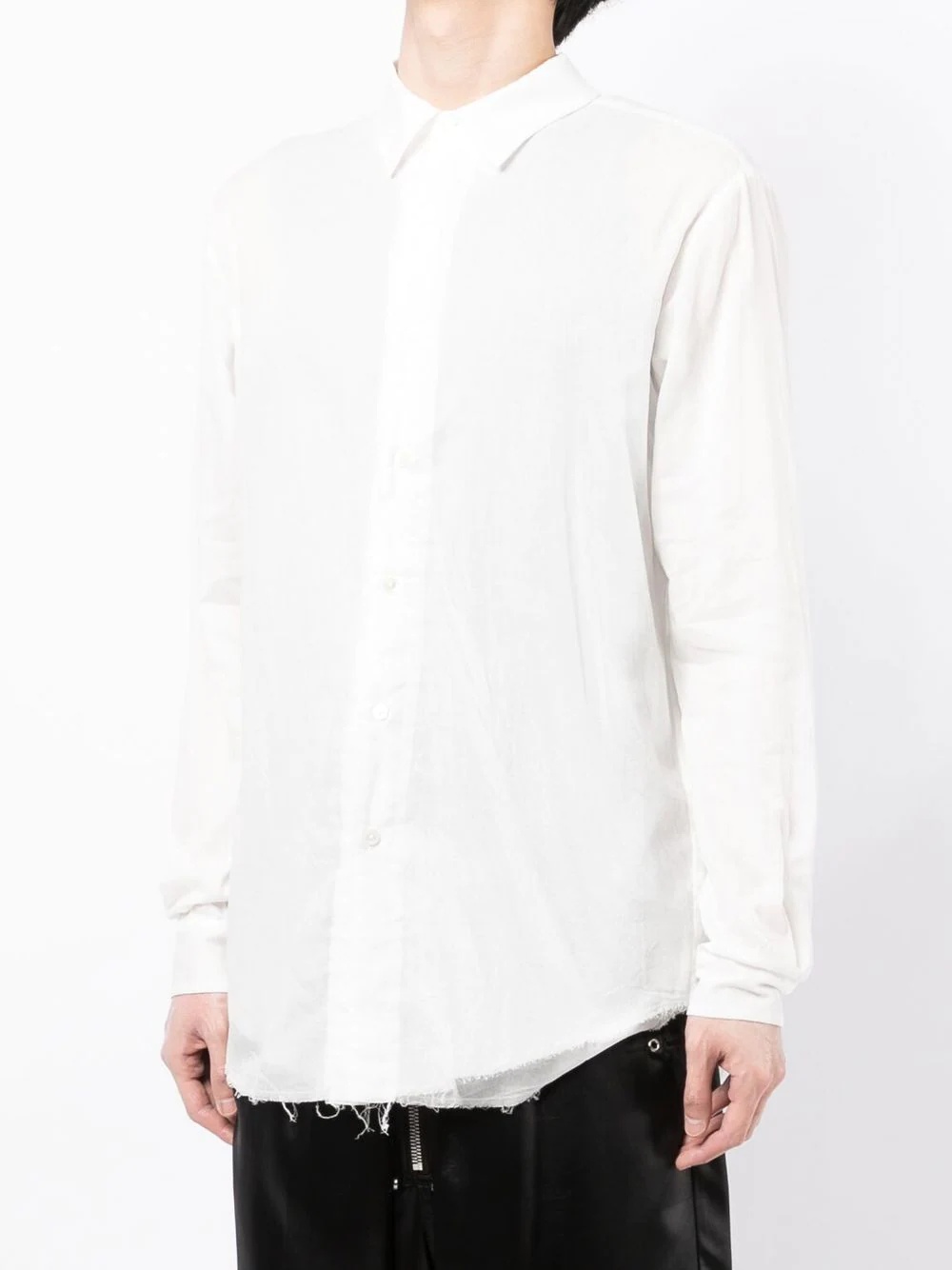 raw-edge button-up shirt - 3