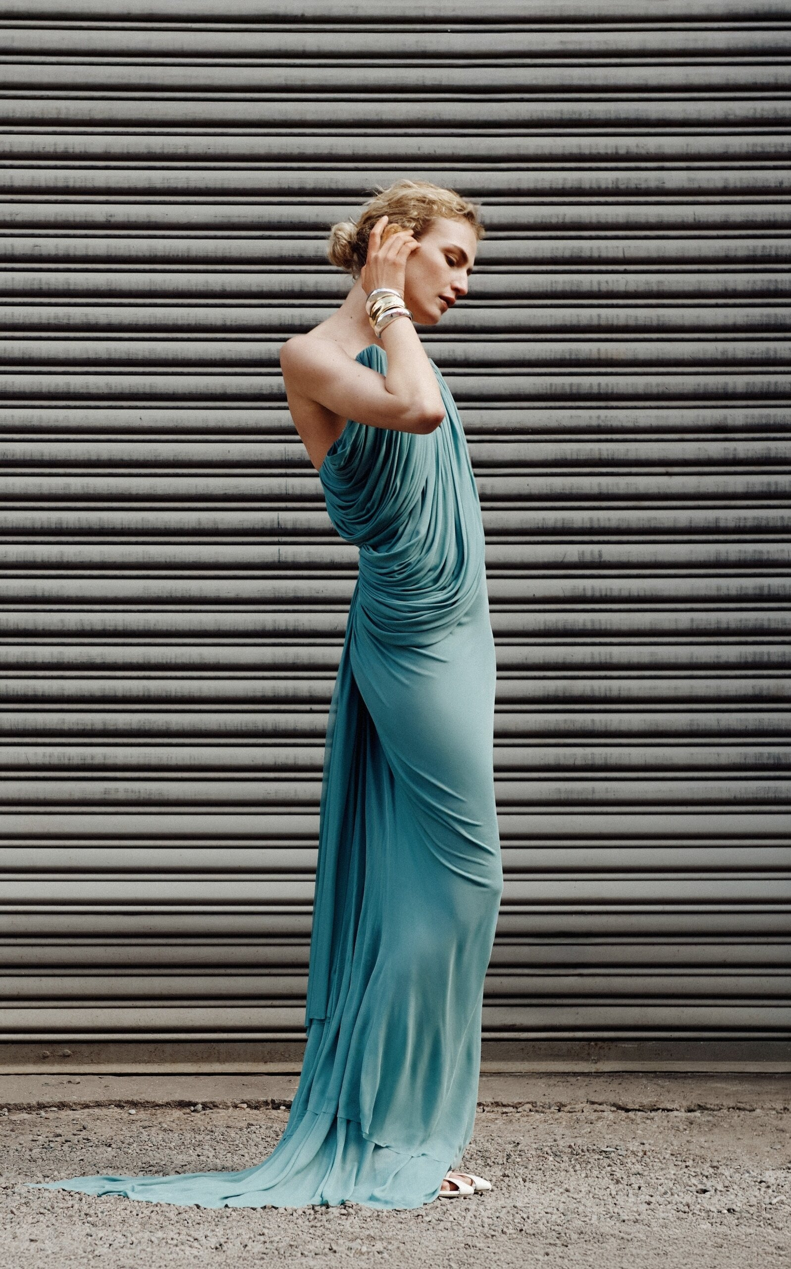 Exclusive Systema Draped Jersey Gown blue - 5