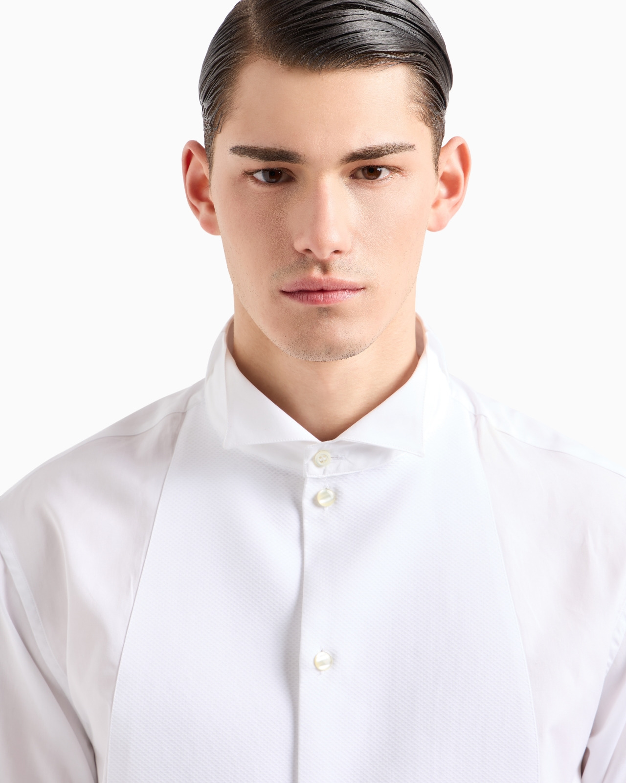Poplin shirt with waffle plastron front - 5