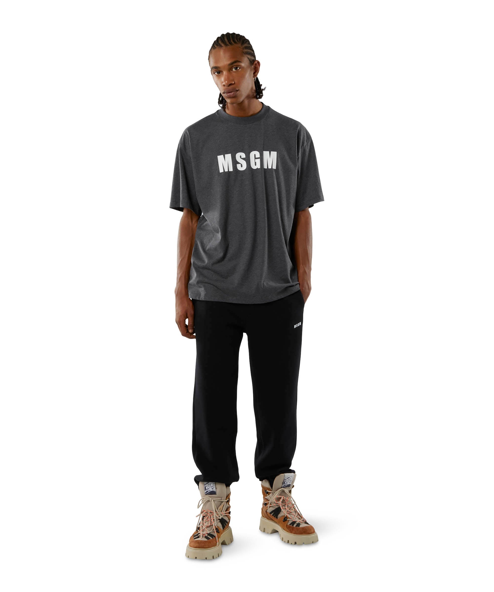 Solid colour cotton track pants - 5