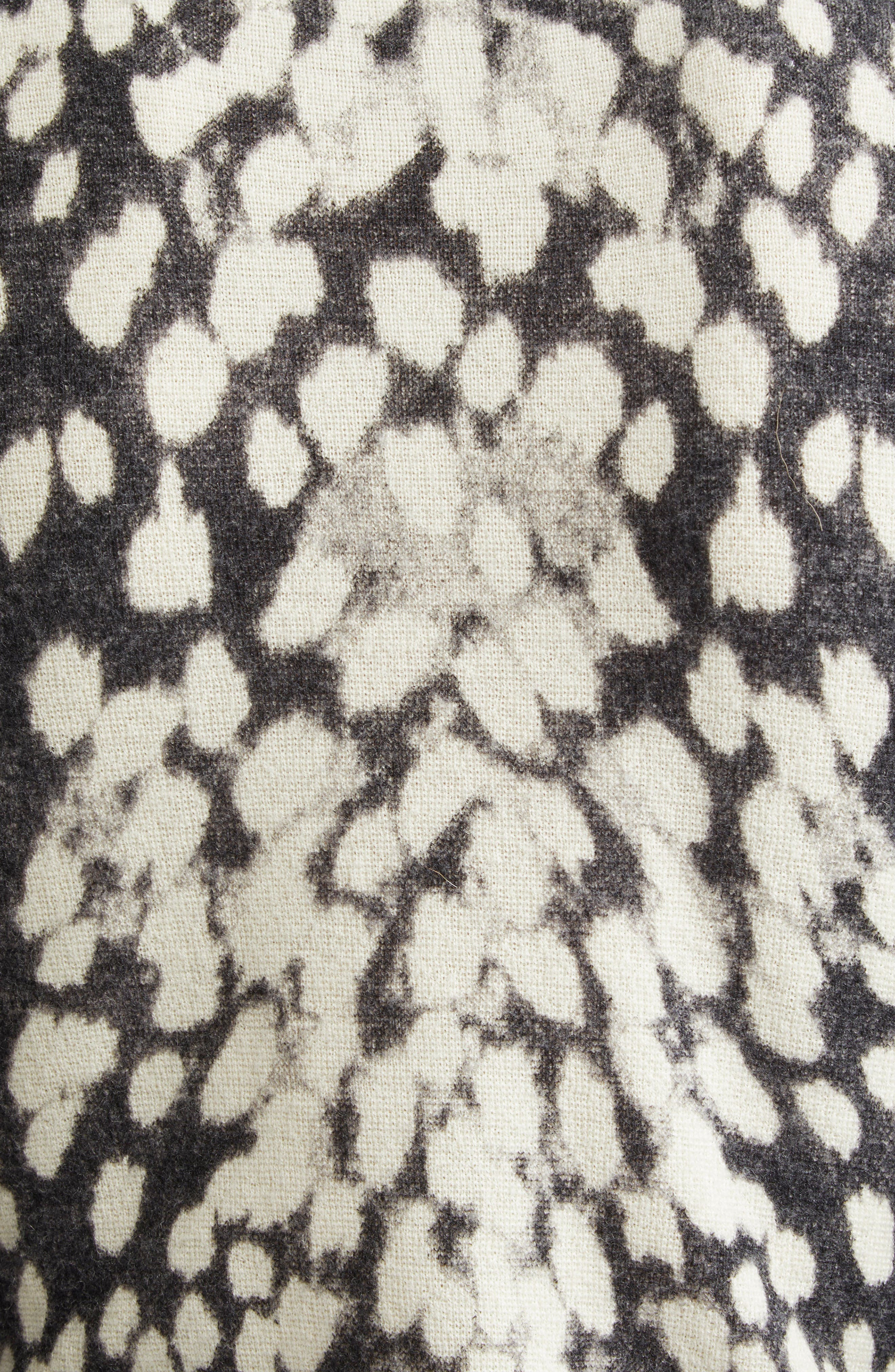 Brandon Maxwell The Camille Hand-Printed Long Sleeve Cashmere Turtleneck Sweater Dress in Snow Leopa - 6