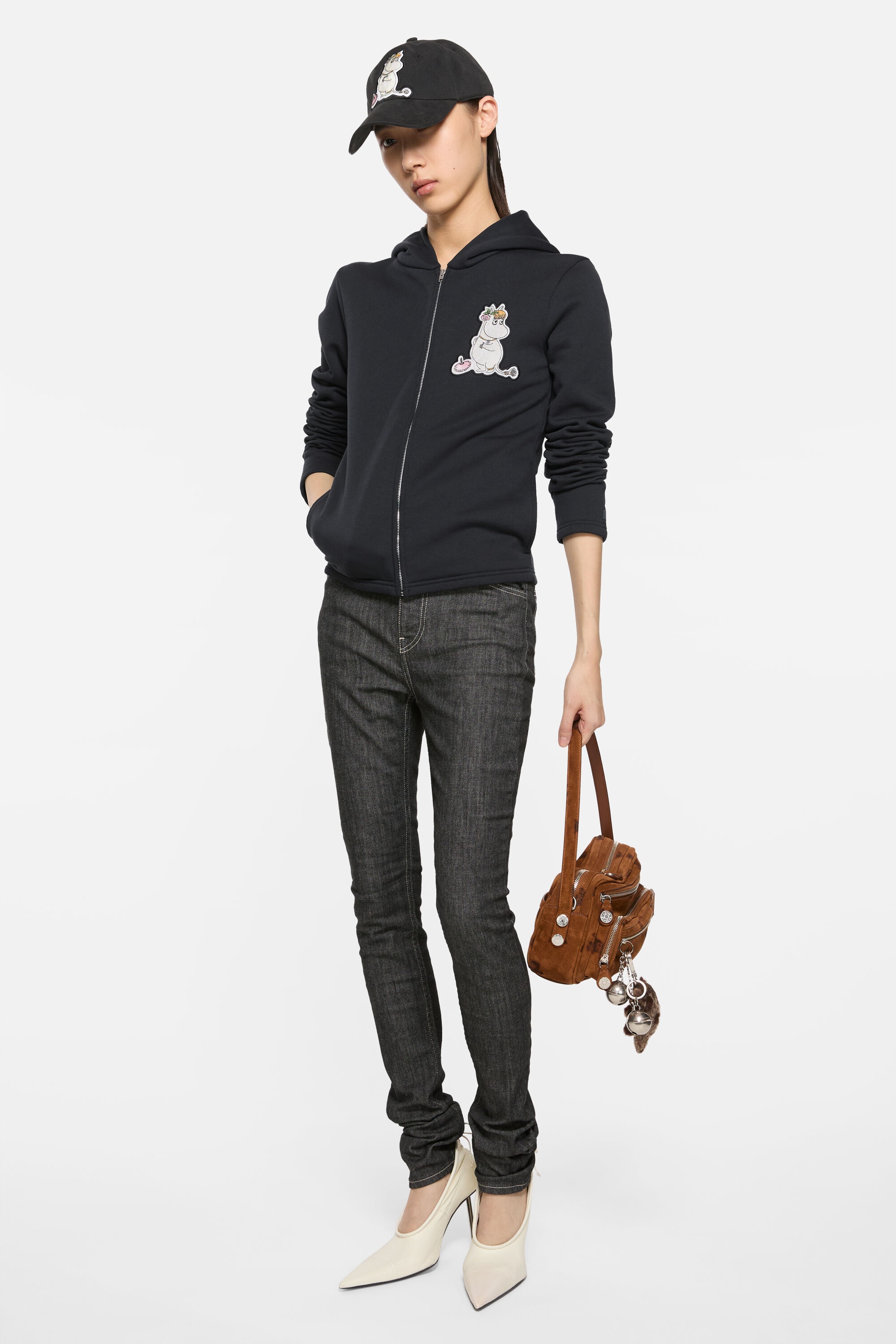 Hooded zipper sweater - Black - 2