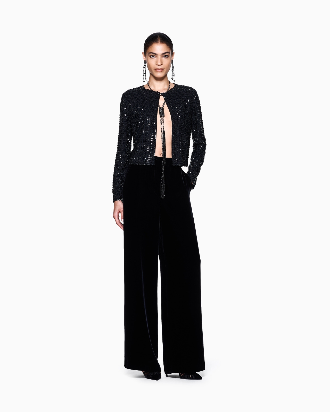 WIDE-LEG VELVET TROUSERS - 2