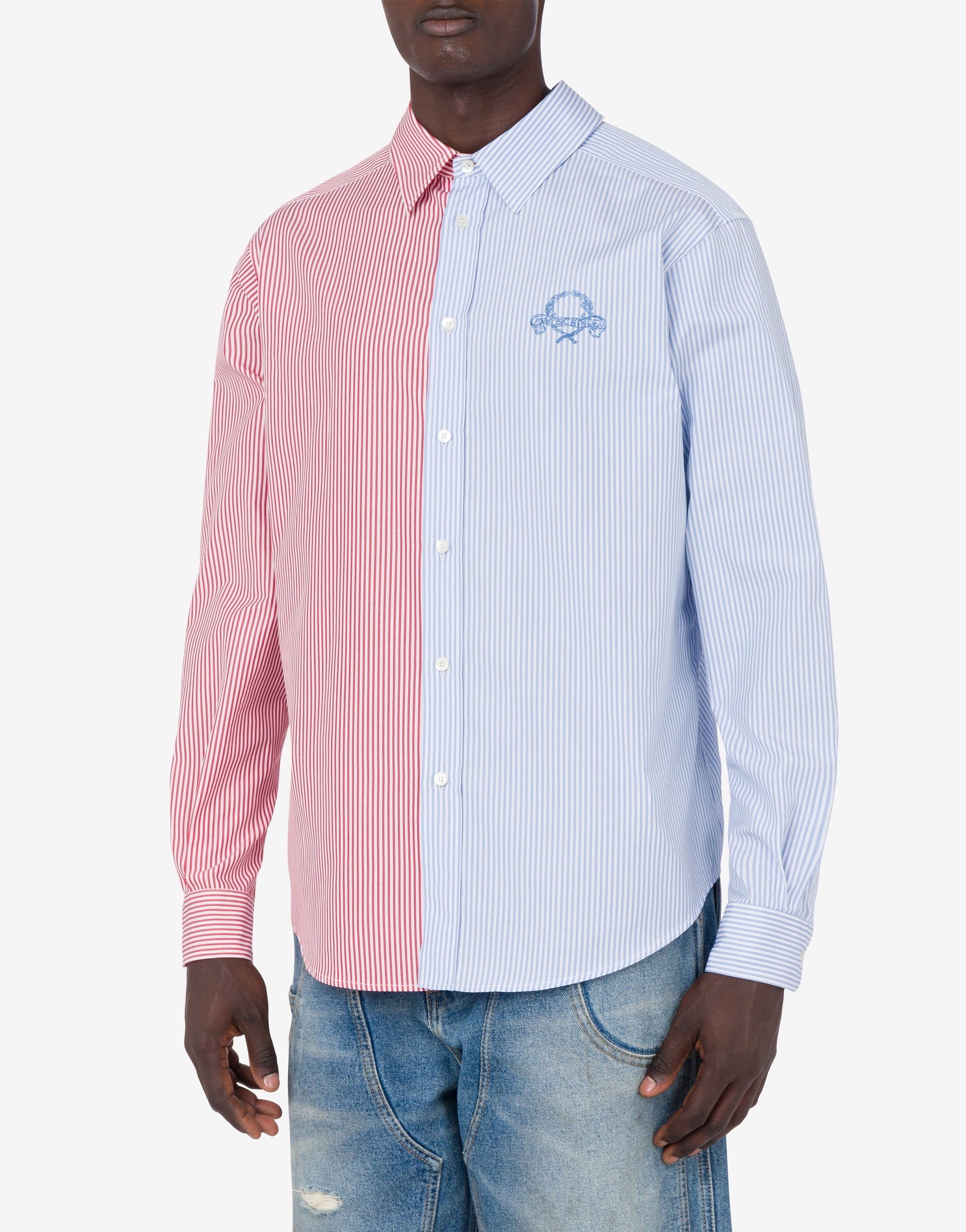 STRIPED POPLIN SHIRT LAUREL CROWN LOGO - 1