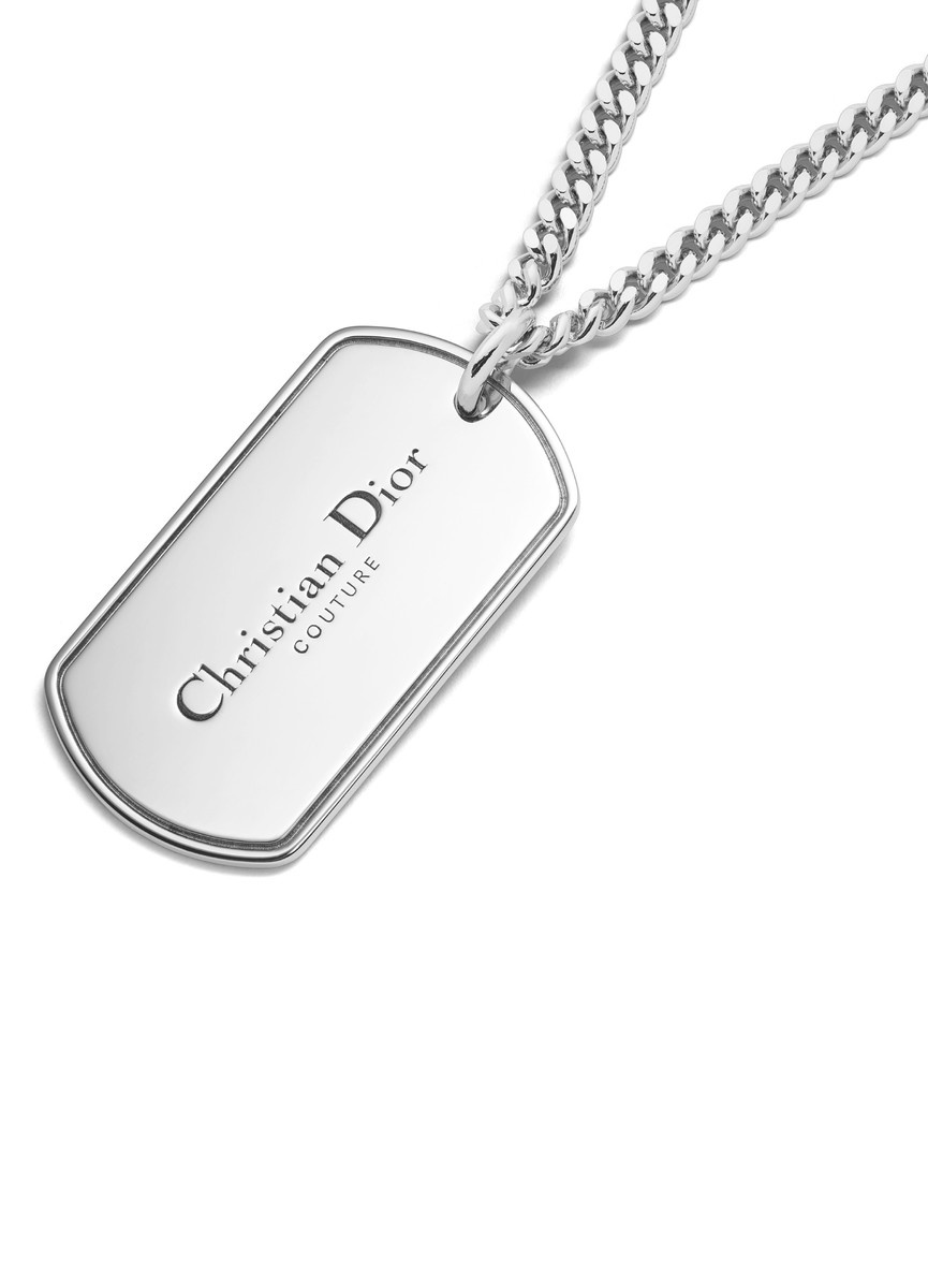 Christian Dior シルバー Dior CD Couture Plate Pendant Necklace | 24s | REVERSIBLE