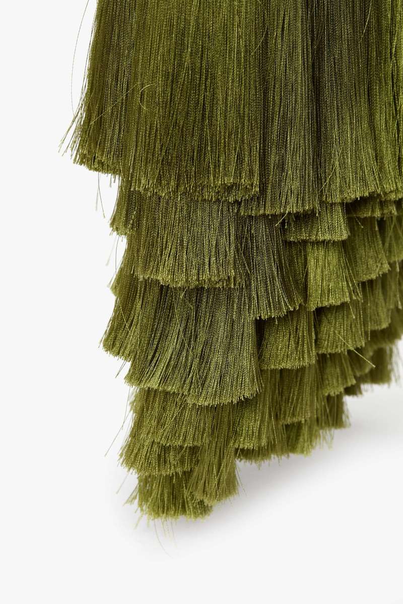 Mini Tassel Pouch in Olive Green 7