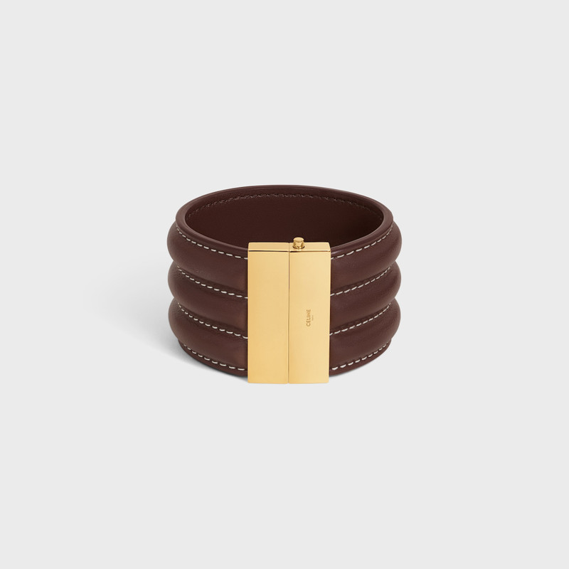 Les Cuirs Celine Large Bracelet in Calfskin and Brass with Gold Finish 1