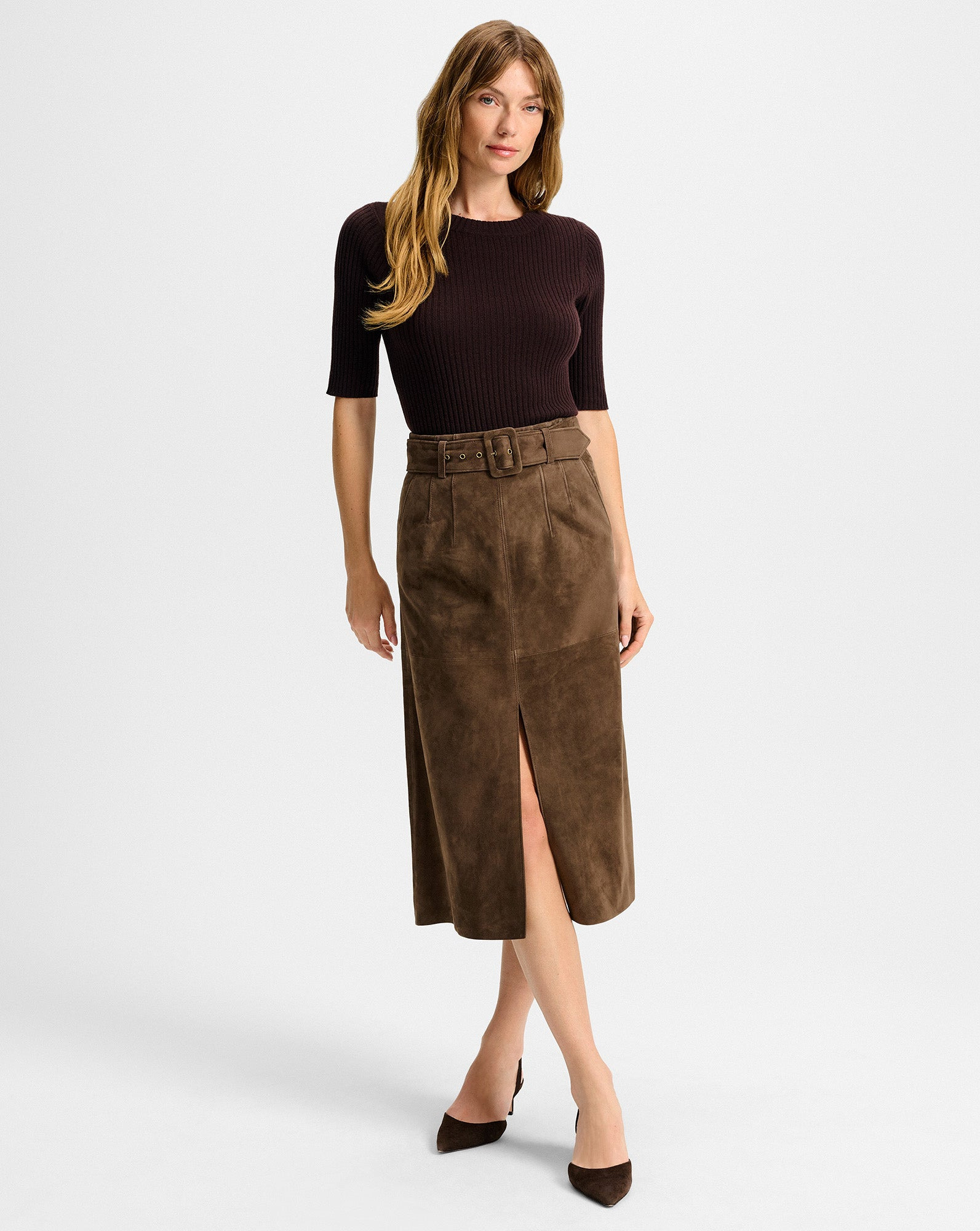 ALEXIE SUEDE MIDI SKIRT - 2