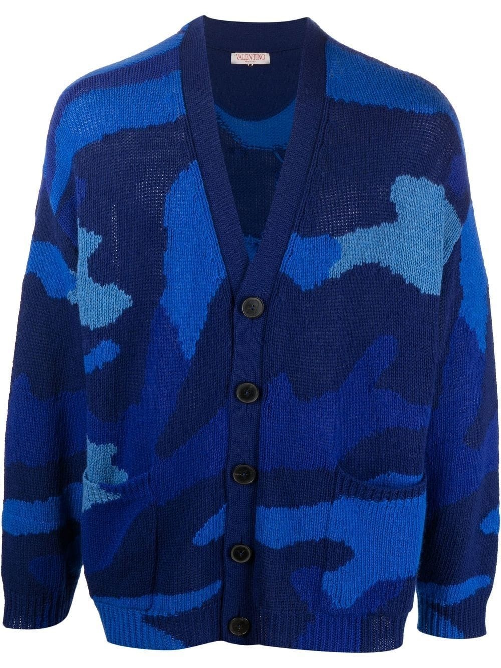 camouflage-pattern virgin wool cardigan - 1