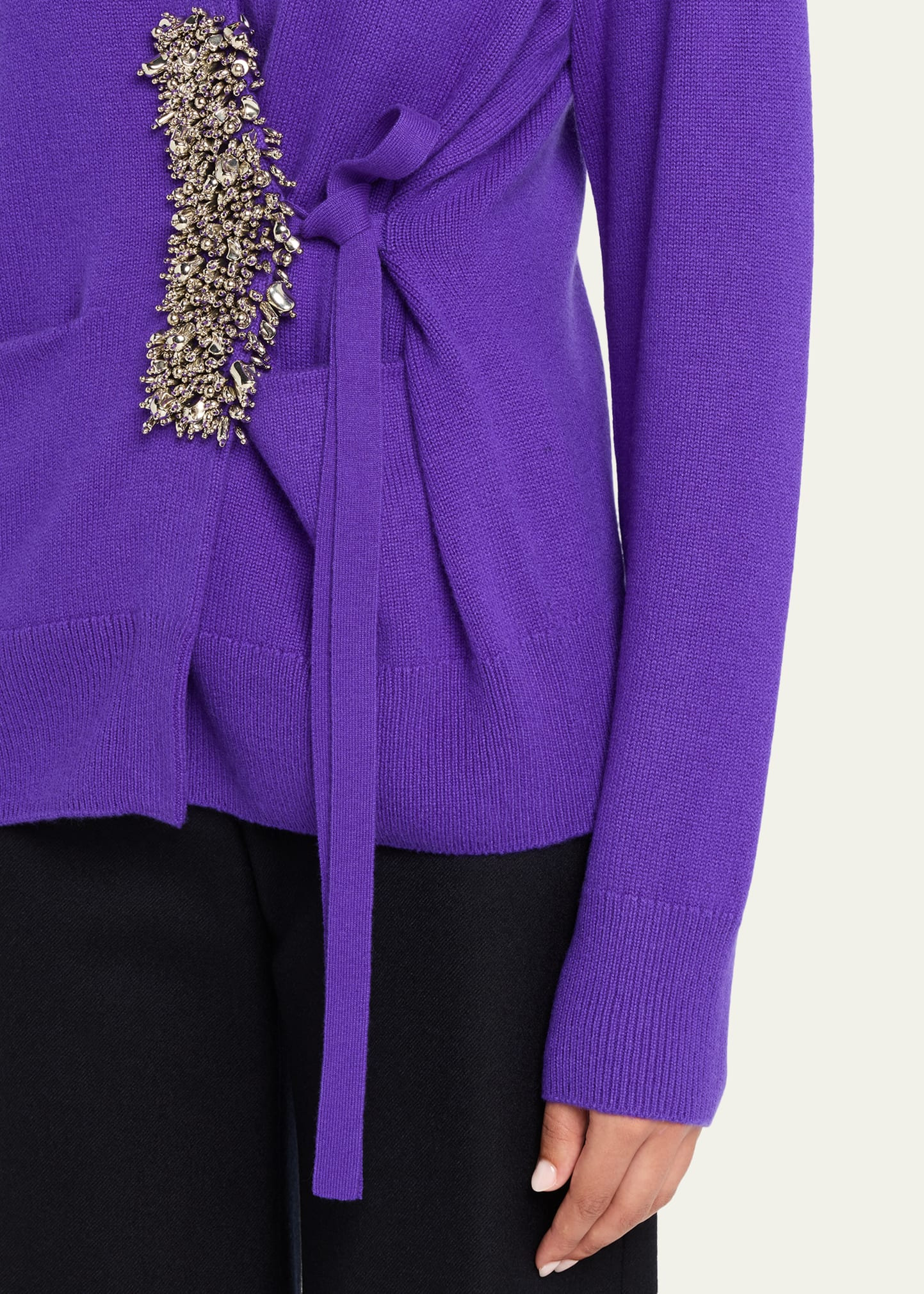Tiah Beaded Cashmere Wrap Cardigan - 5