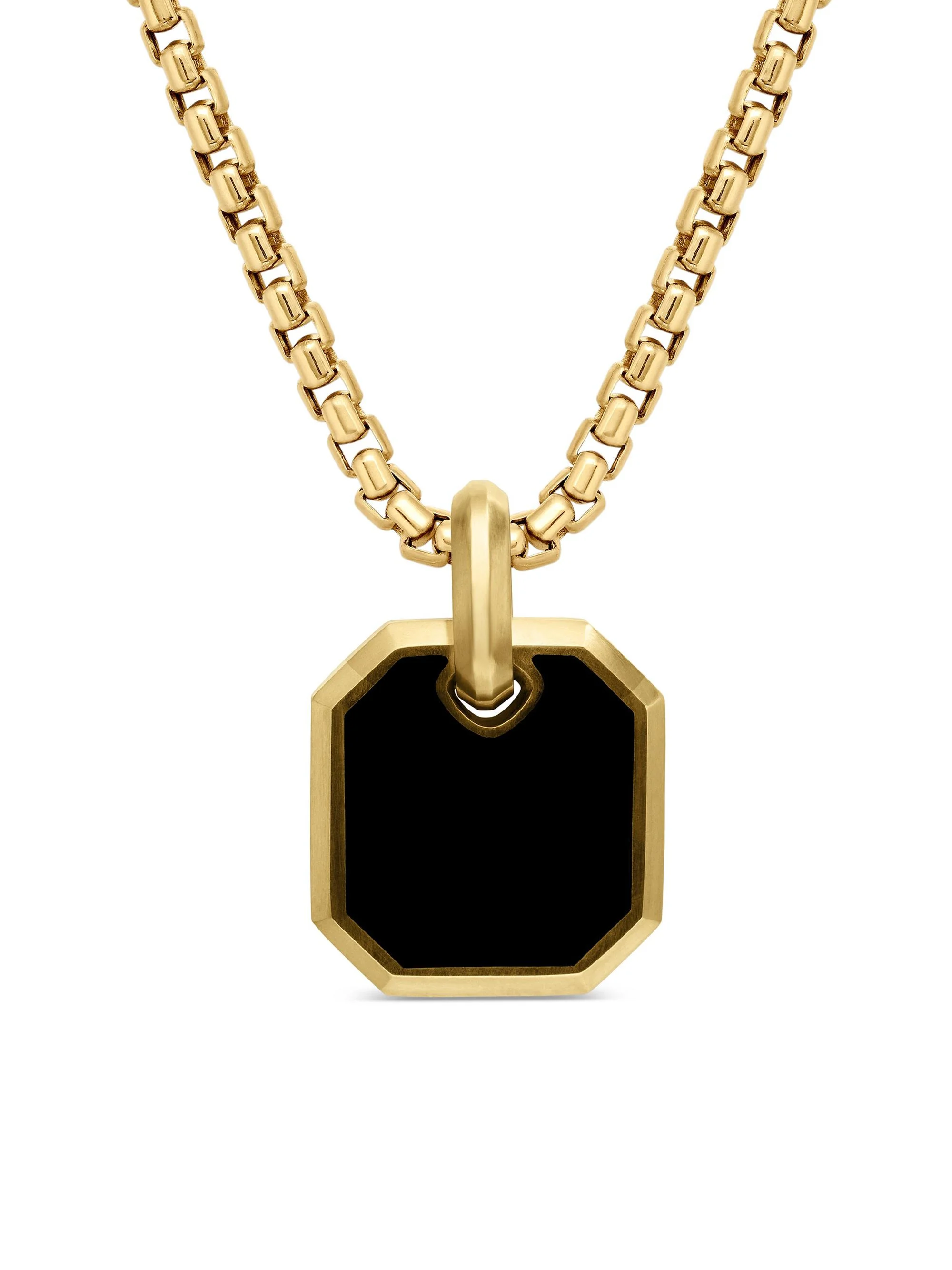Men's Octagonal Amulet in 18K Yellow Gold - Black Onyx - 1