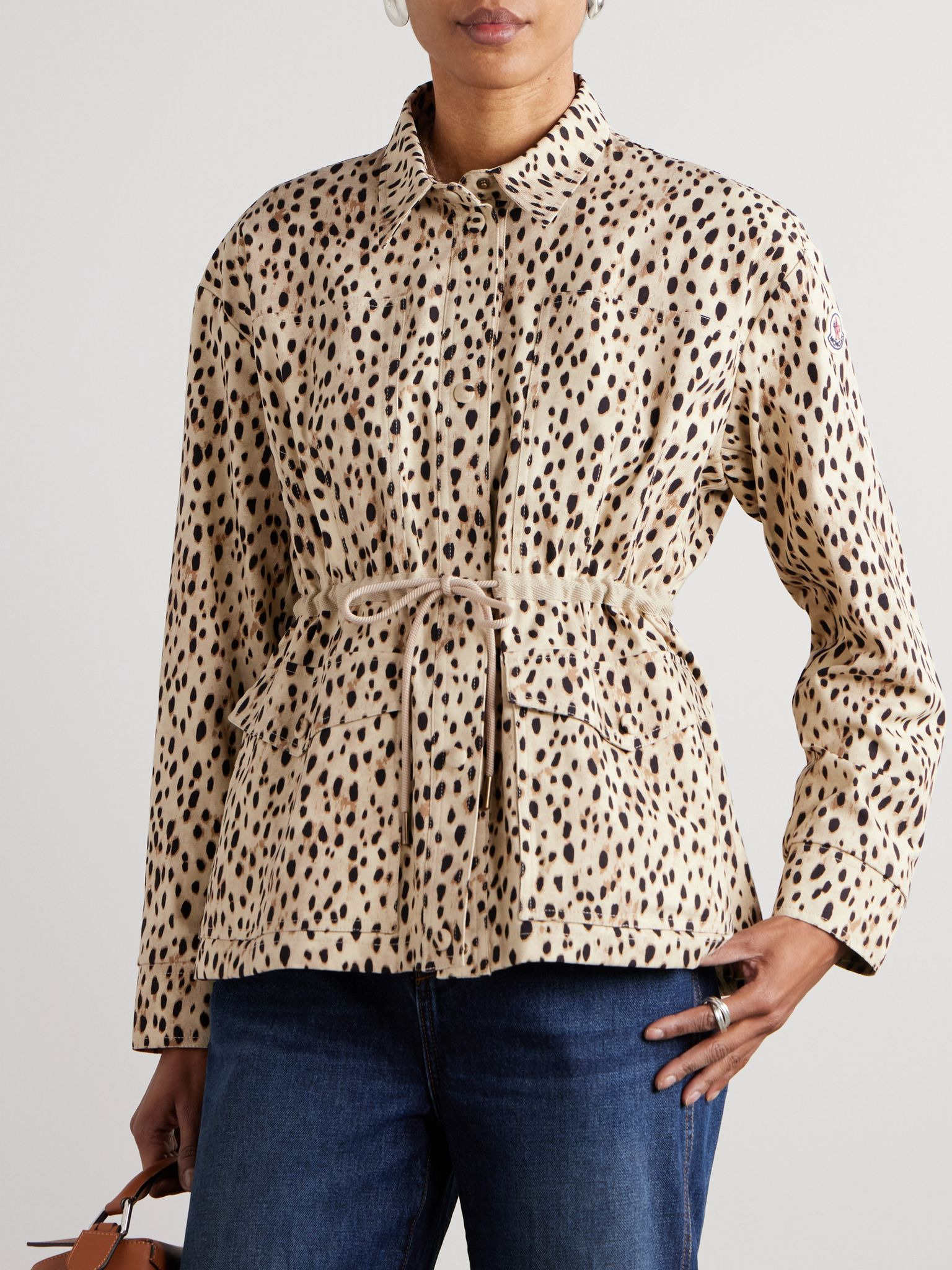 Saulon appliquéd animal-print cotton-blend canvas jacket Beige - 3