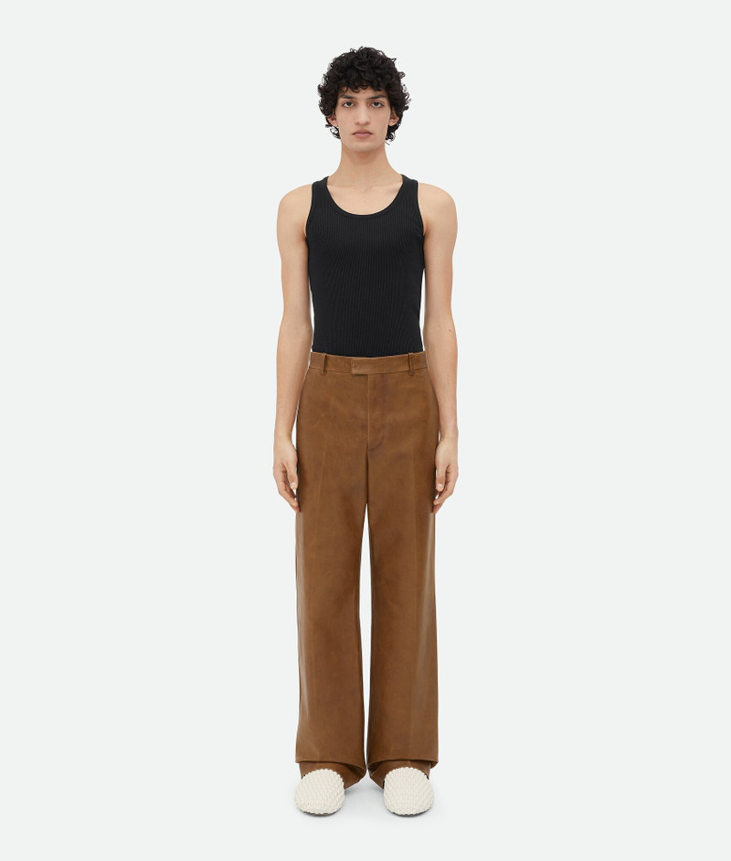 Vintage-Effect Leather Trousers 1