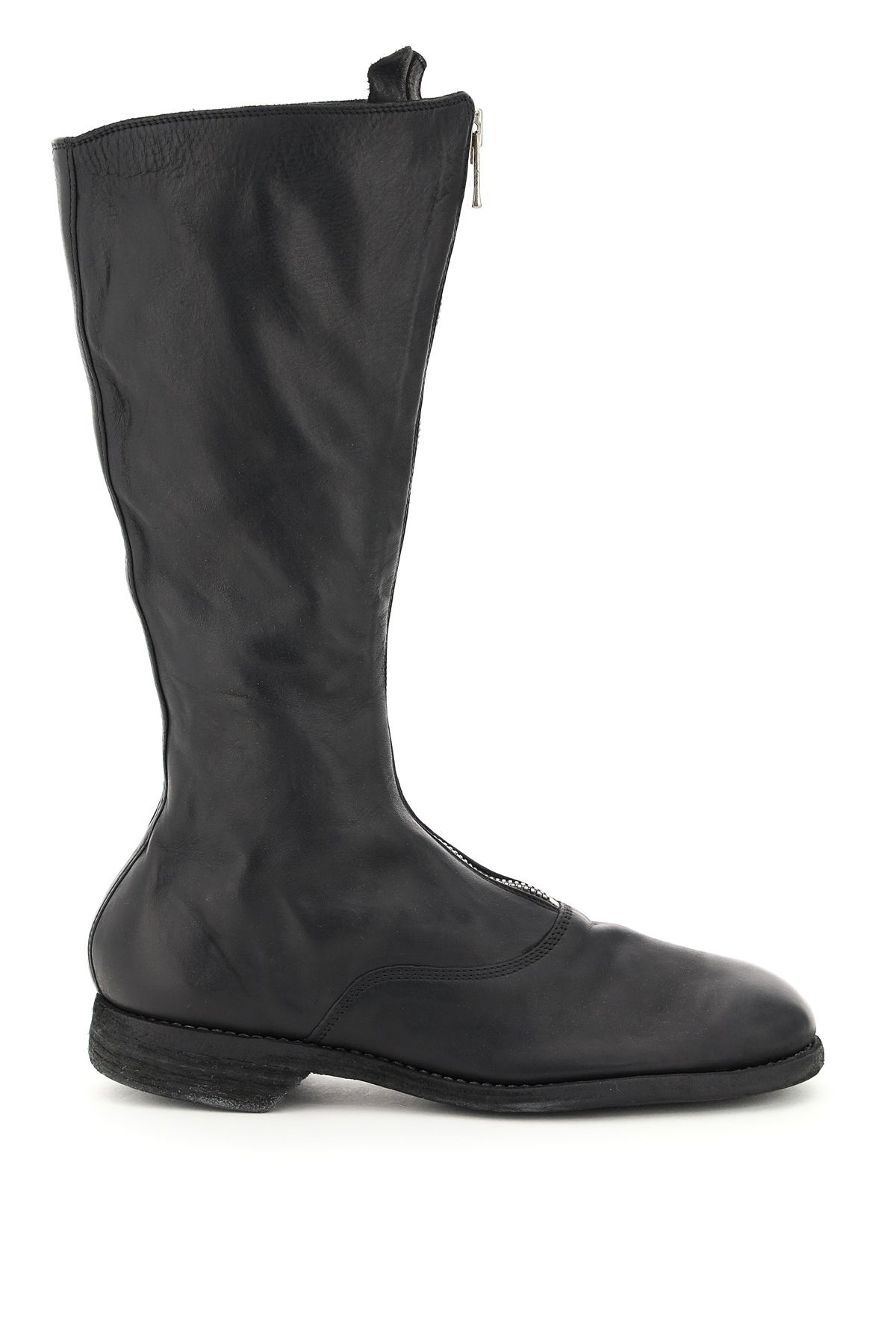 FRONT ZIP LEATHER BOOTS - 1