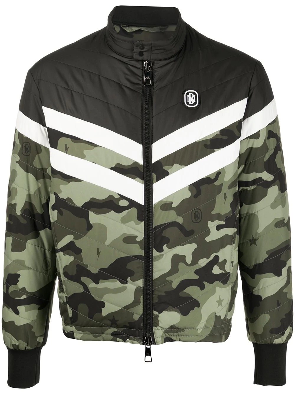 camouflage print logo jacket - 1