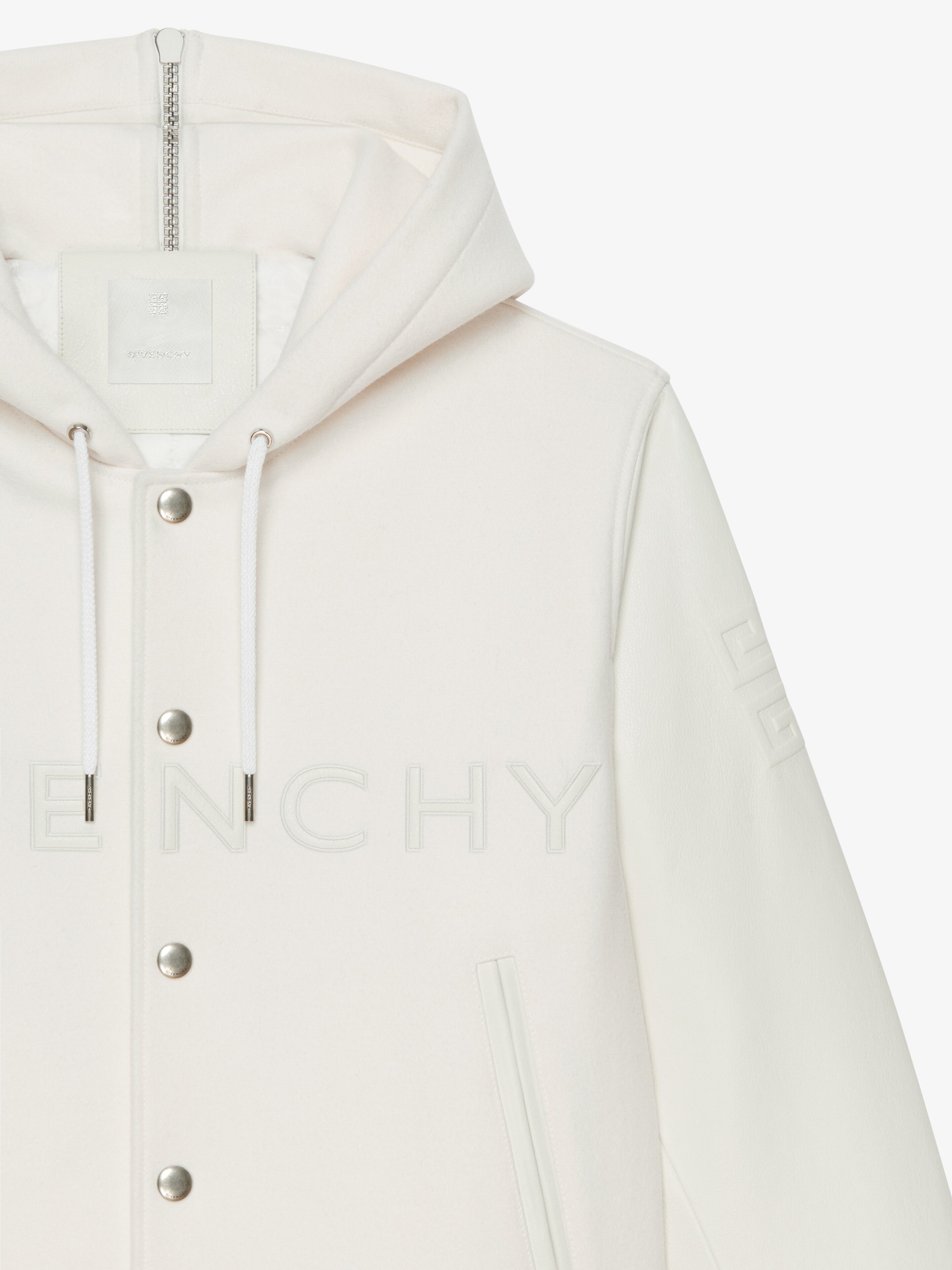 GIVENCHY HOODED VARSITY JACKET IN WOOL AND LEATHER - 6