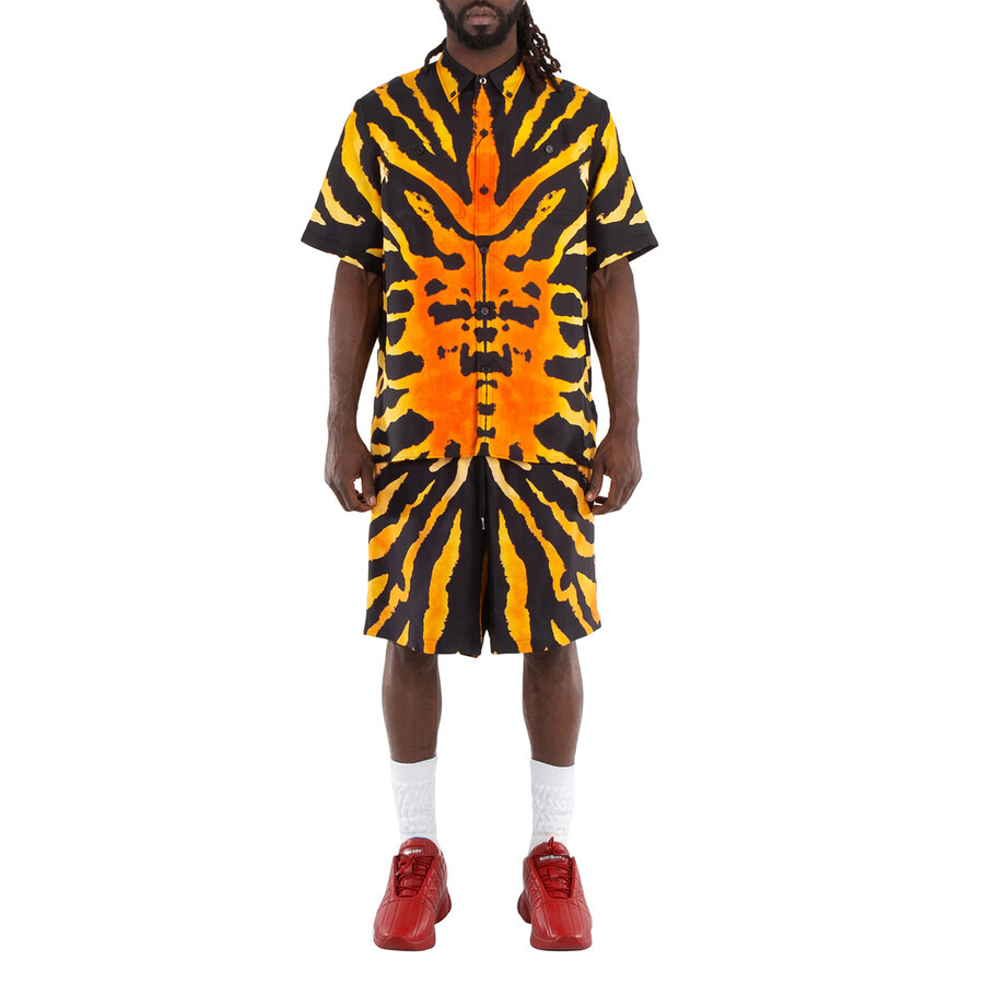 Burberry Tiger Print Short Sleeve Silk Shirt - 4