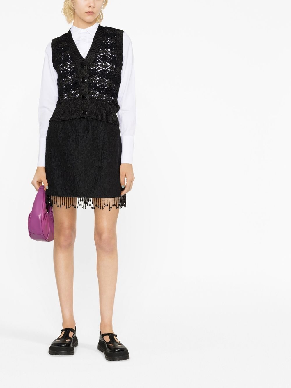 fringed jacquard skirt - 2