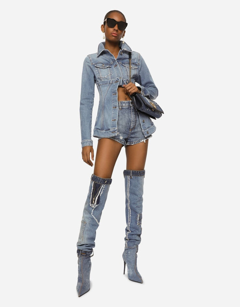 Denim shorts with ripped details 5