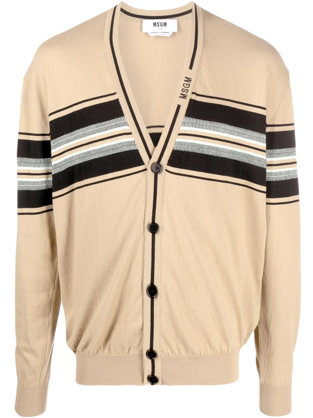 stripe-print V-neck cardigan - 1