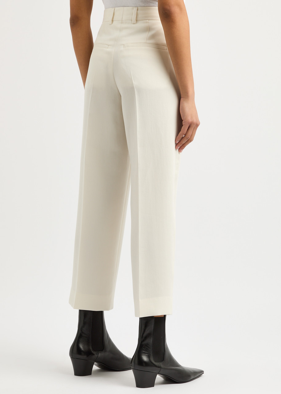 Cropped straight-leg woven trousers - 3