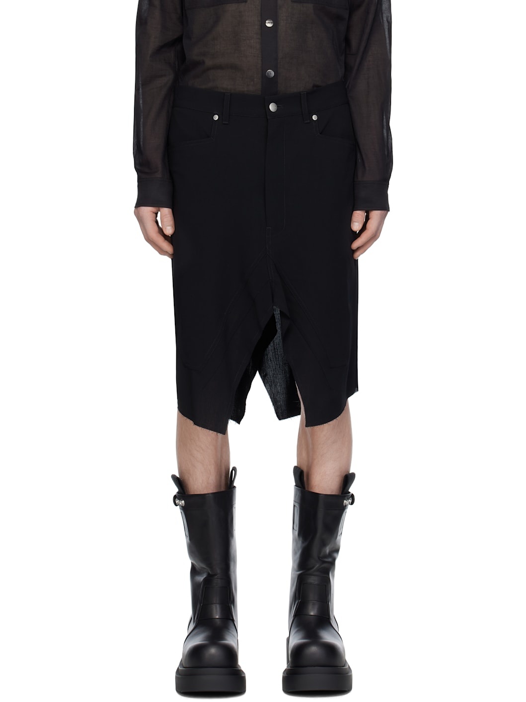 Black Hollywood Slivered Skirt - 1