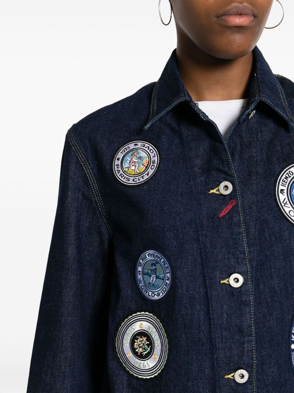 Travel patch-detailing denim jacket - 5