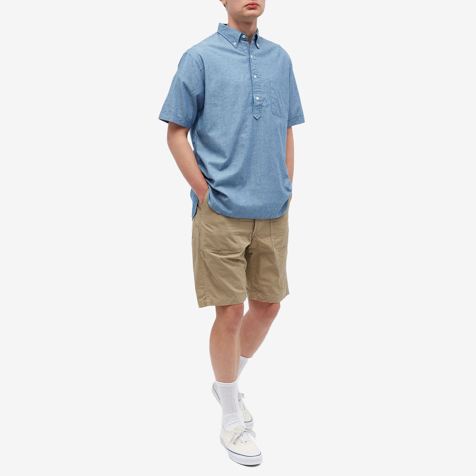 Beams Plus B.D. Pullover Short Sleeve Chambray Shirt - 4