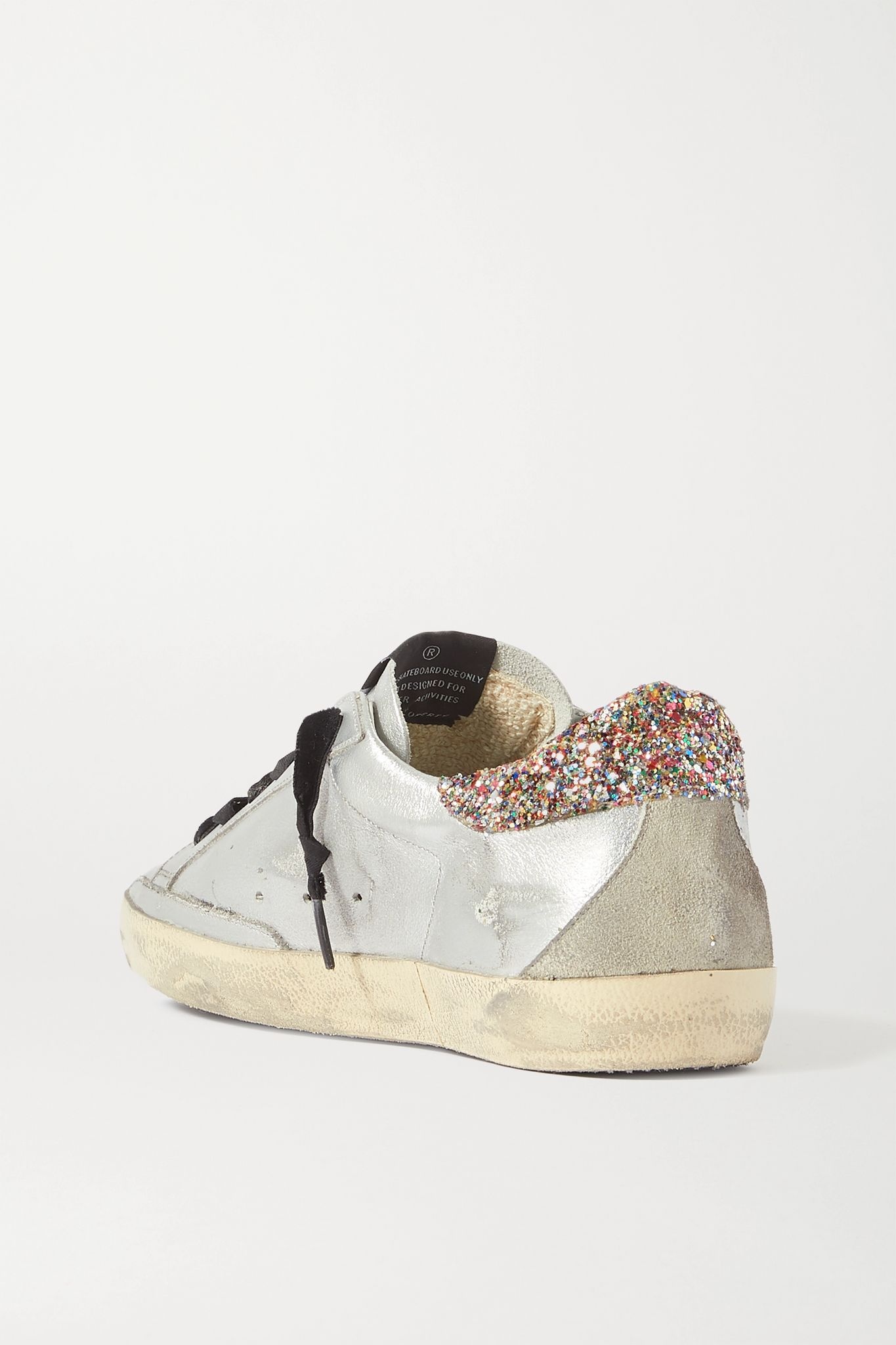 Superstar distressed glittered metallic leather sneakers - 3