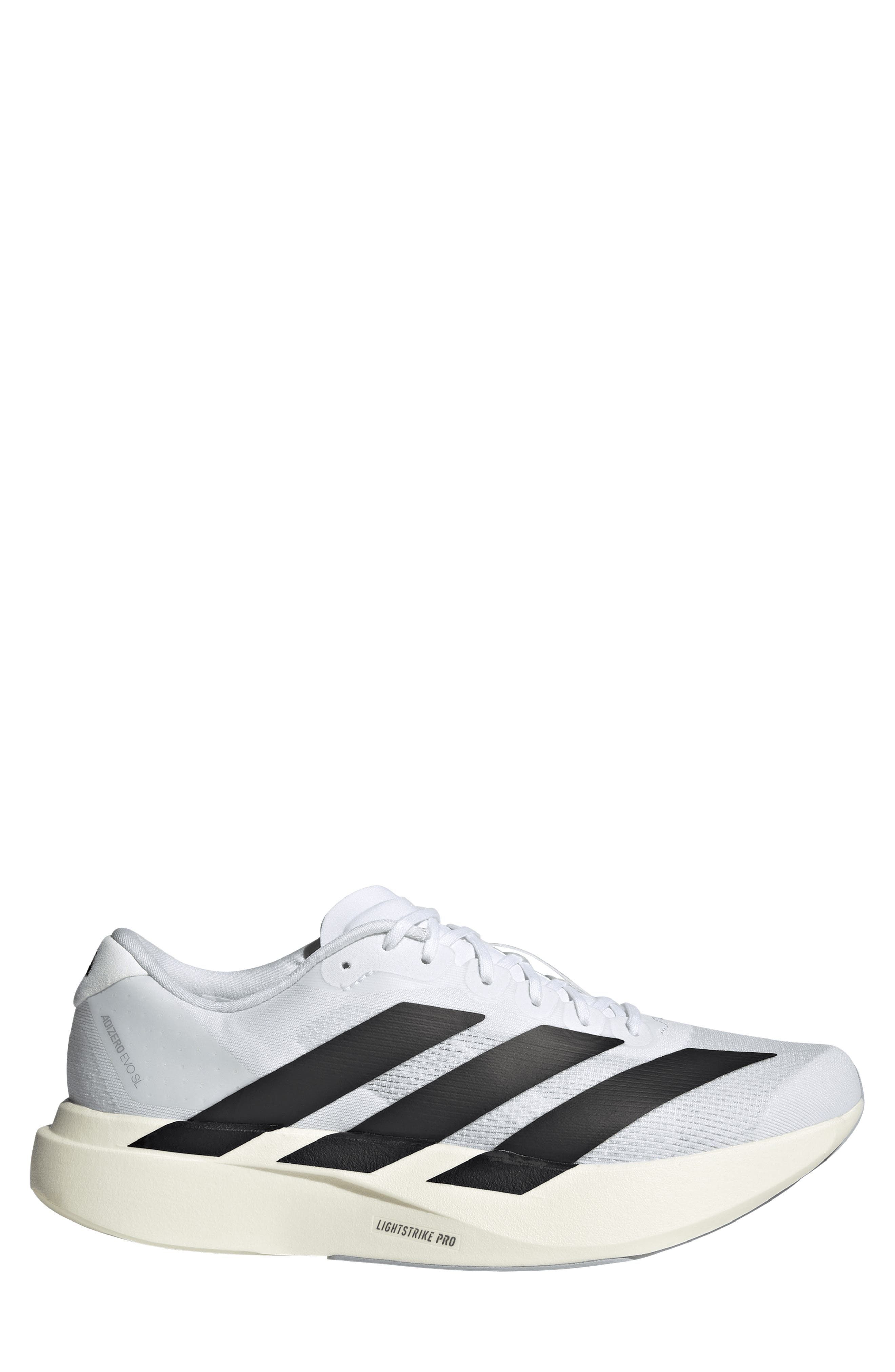 adidas Gender Inclusive Adizero Evo SL Running Shoe in White/Black/White at Nordstrom - 3