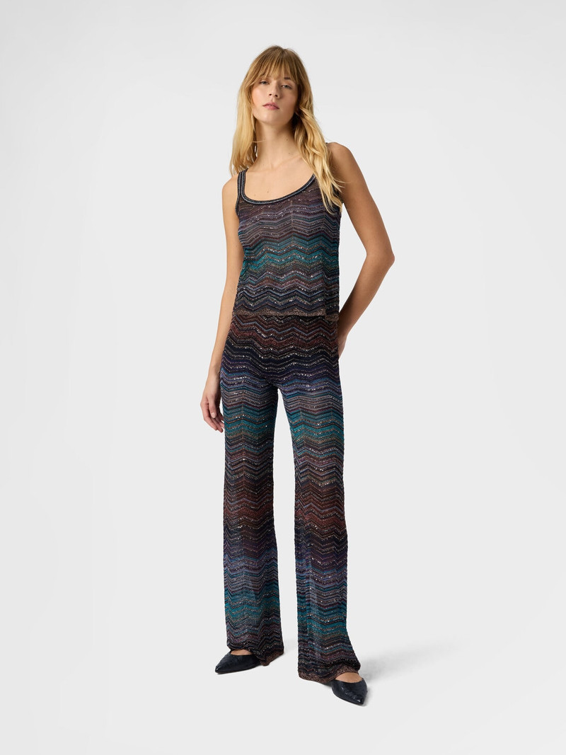Missoni Wide Chevron Lamé Viscose Trousers with Sequins outlook