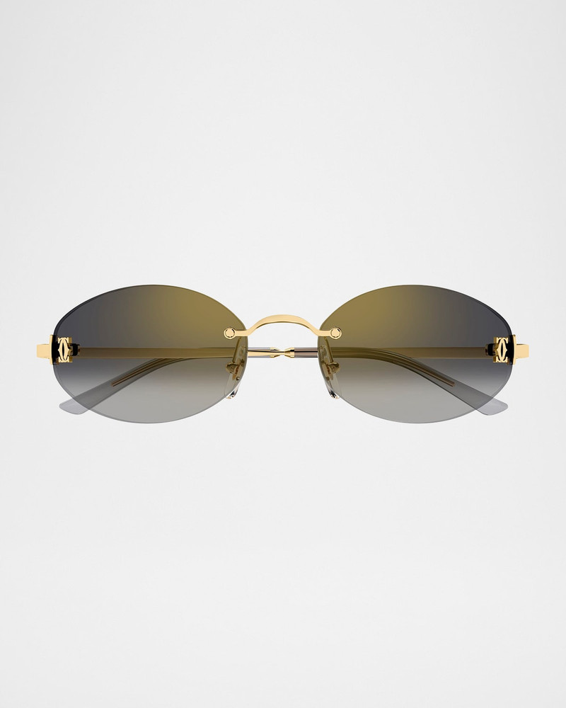 Cartier C de Cartier Rimless Metal Cat-Eye Sunglasses outlook