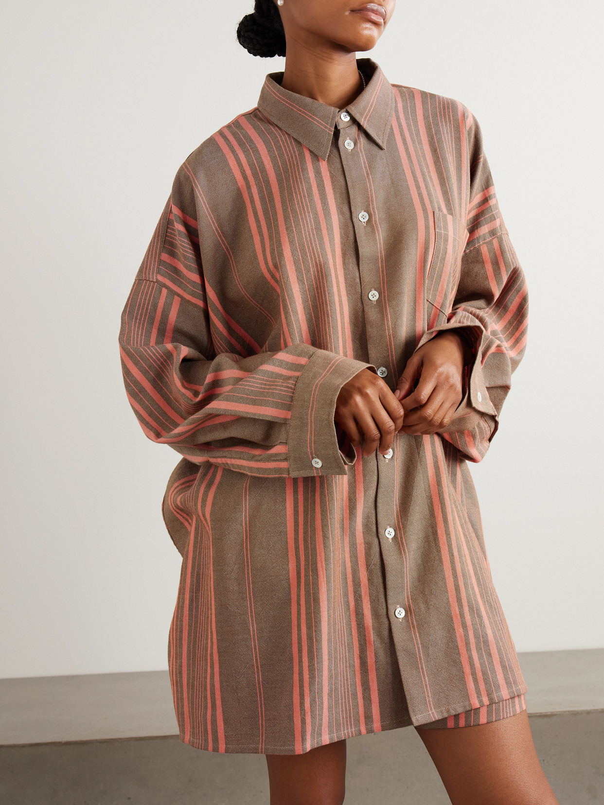 Oversized Striped Cotton Shirt - 4