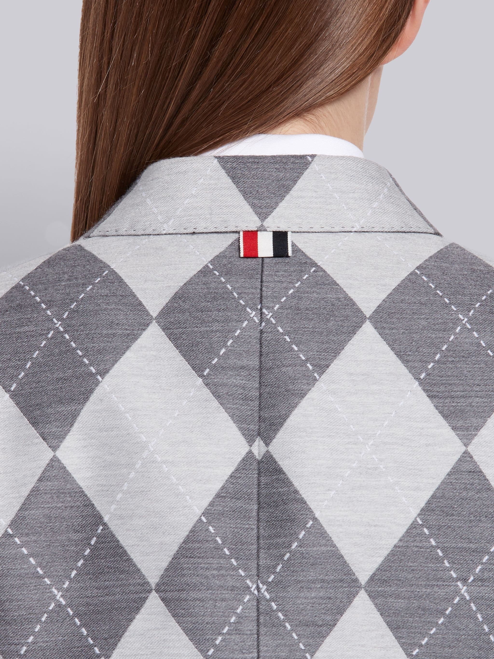 Medium Grey Wool Argyle High Armhole Jacket - 5