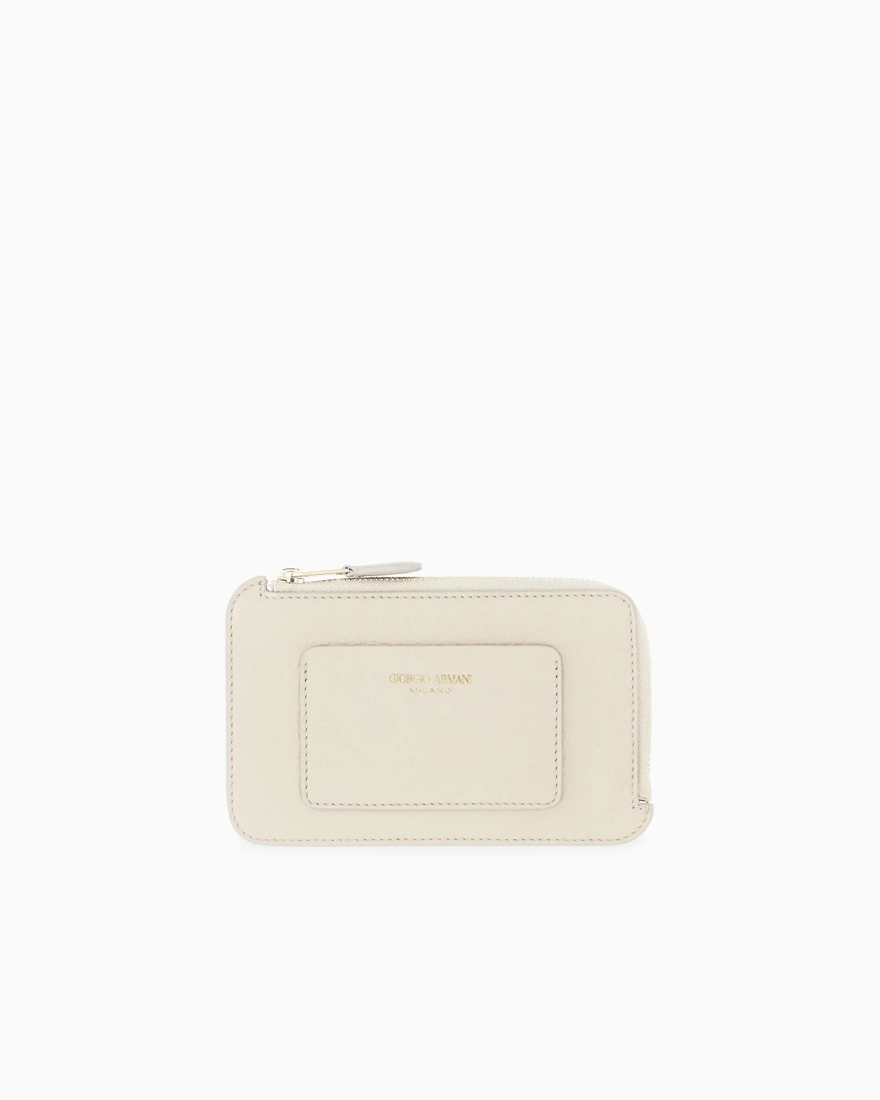 HALF ZIP-AROUND GRANULATED LEATHER WALLET WITH LOGO POCKET - 1
