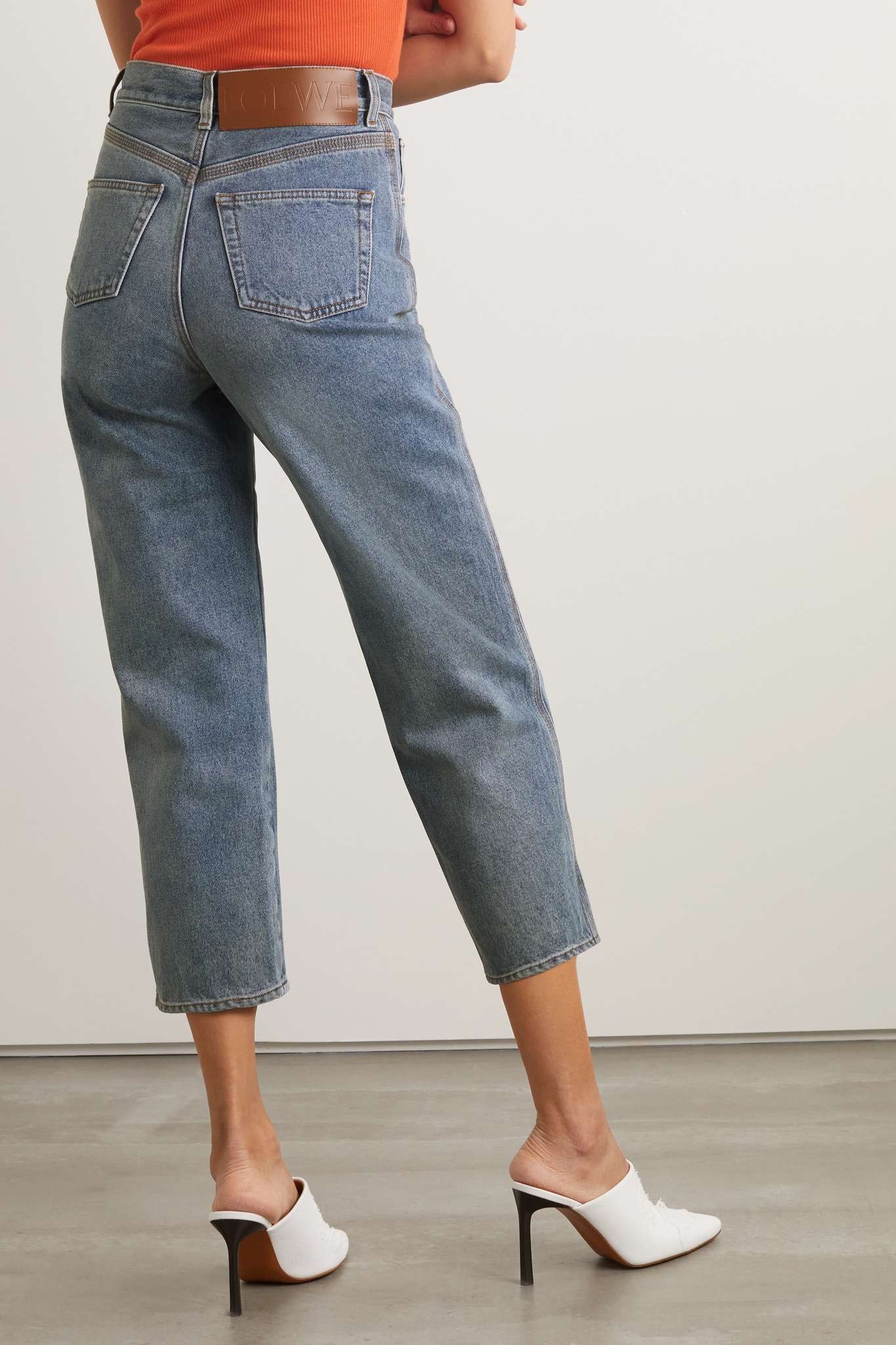 Appliquéd cropped high-rise straight-leg jeans - 3