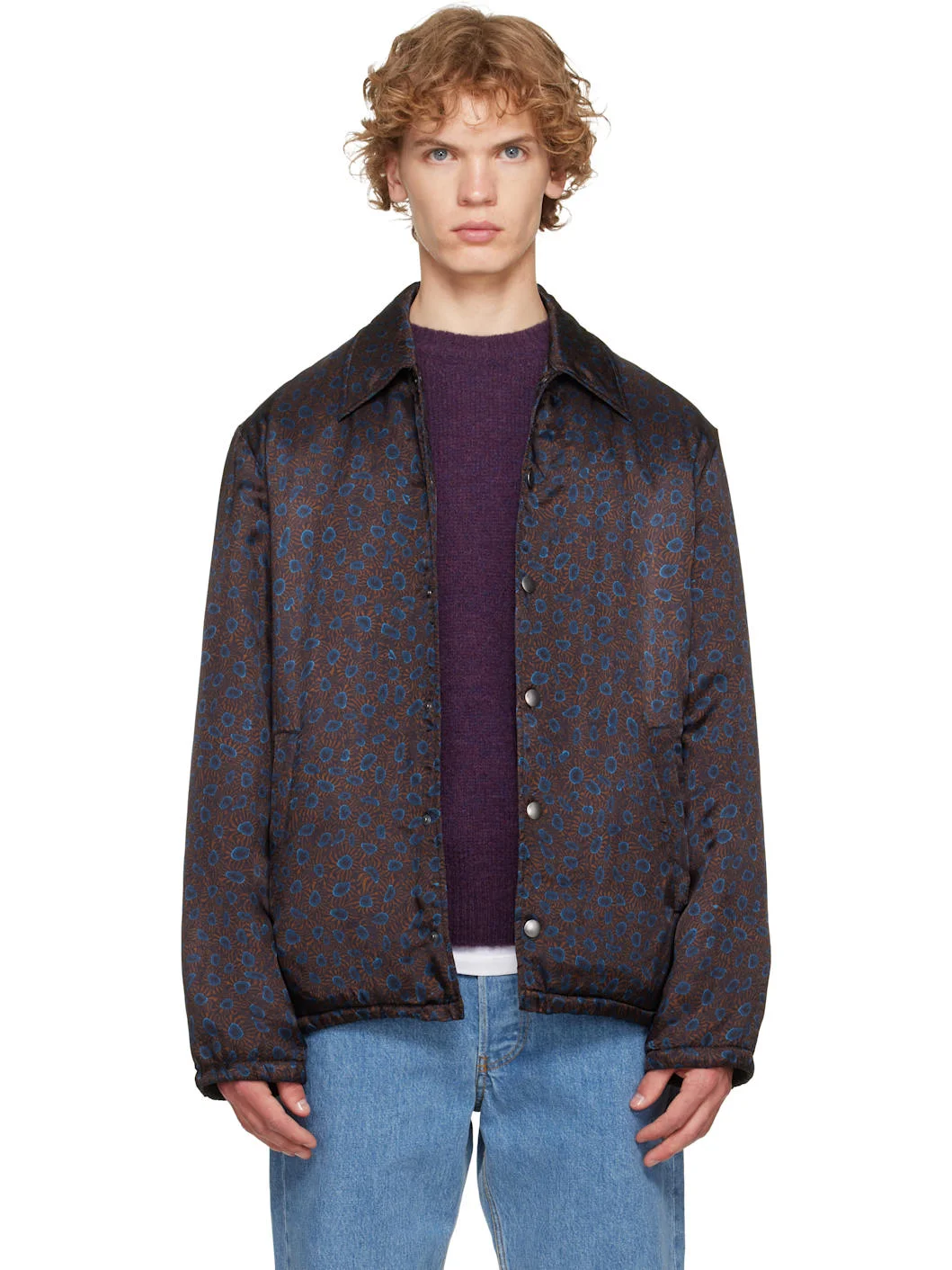 Brown & Blue Printed Jacket - 1