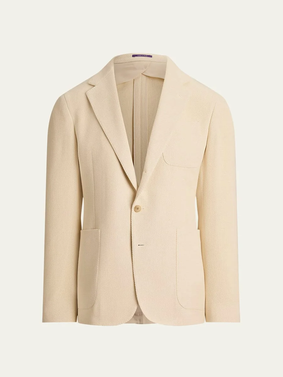 Men's Cotton Panama Weave Single-Breasted Blazer - 1