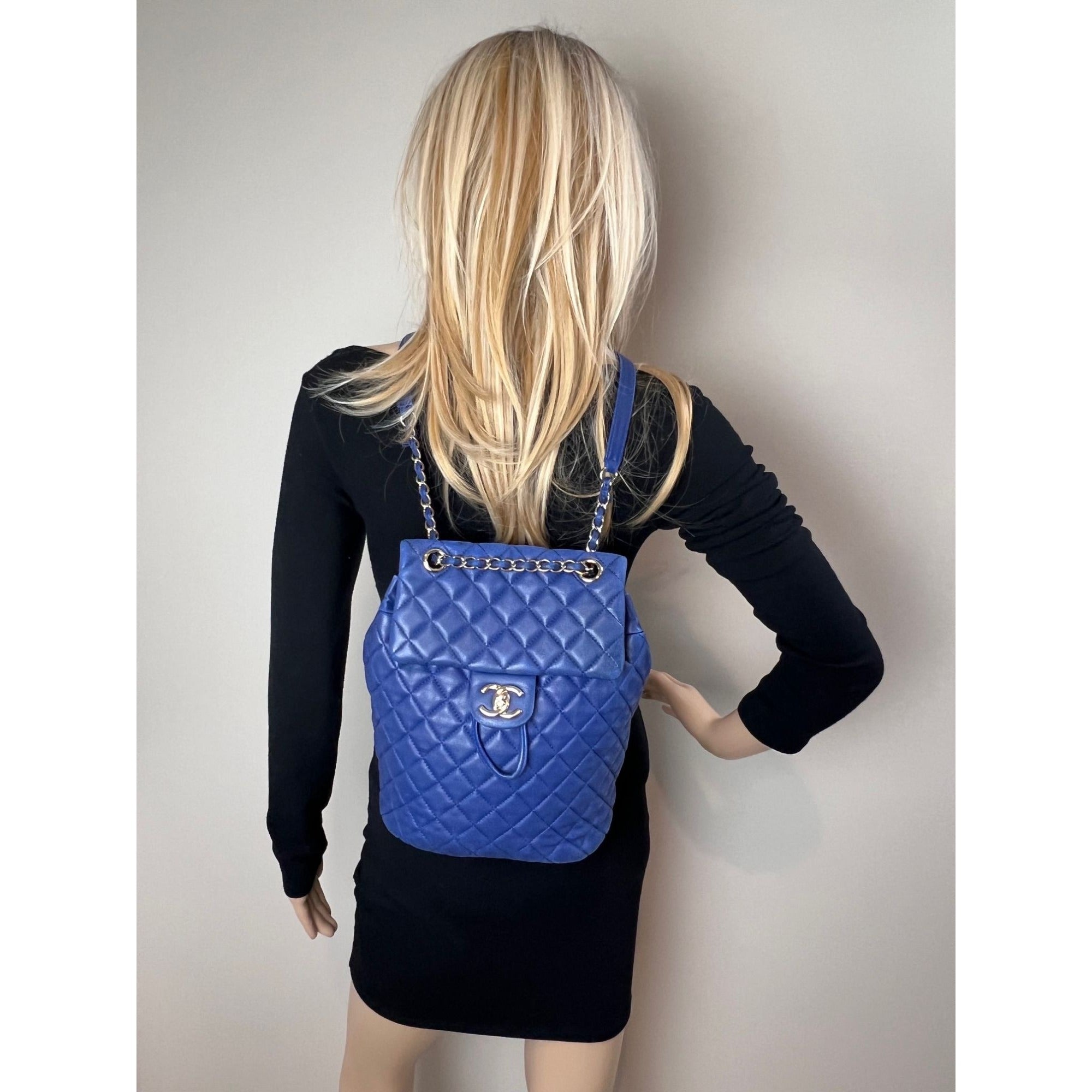 Chanel Lambskin Quilted Small Urban Spirit Blue Backpack - 11