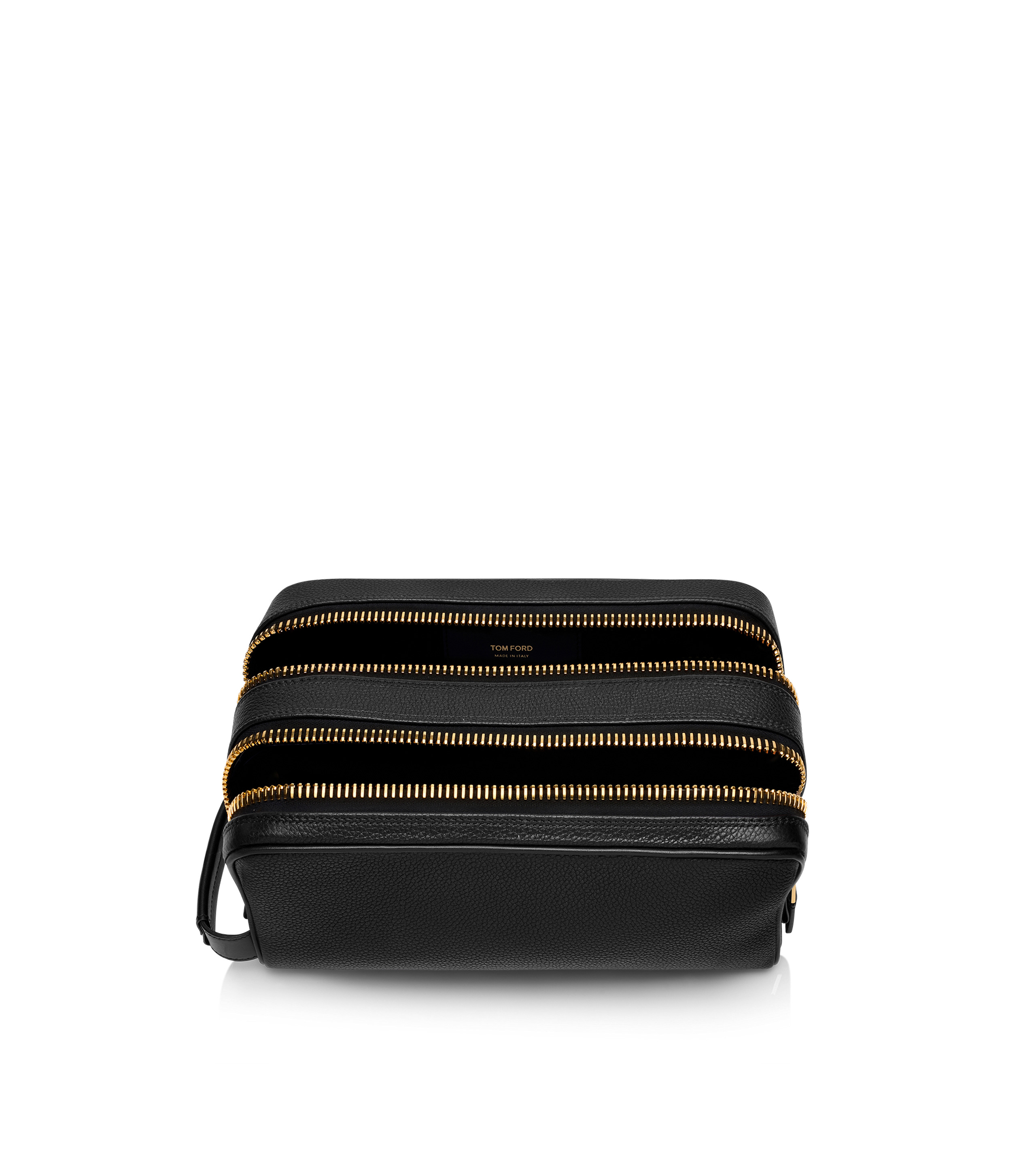 GRAIN LEATHER DOUBLE ZIP TOILETRY BAG - 4