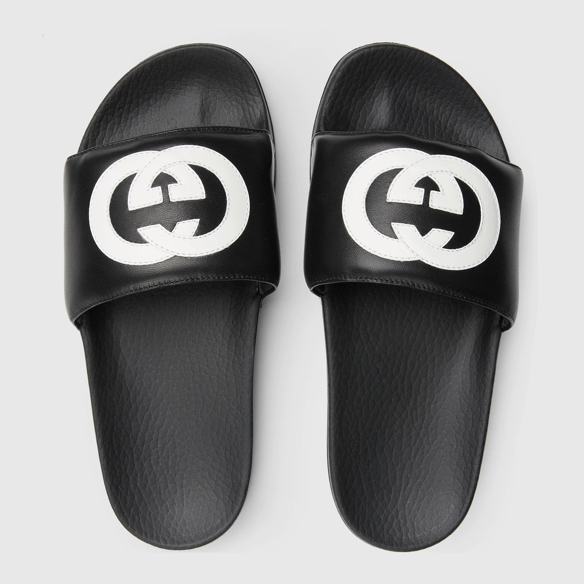 Interlocking G leather slide sandal - 3