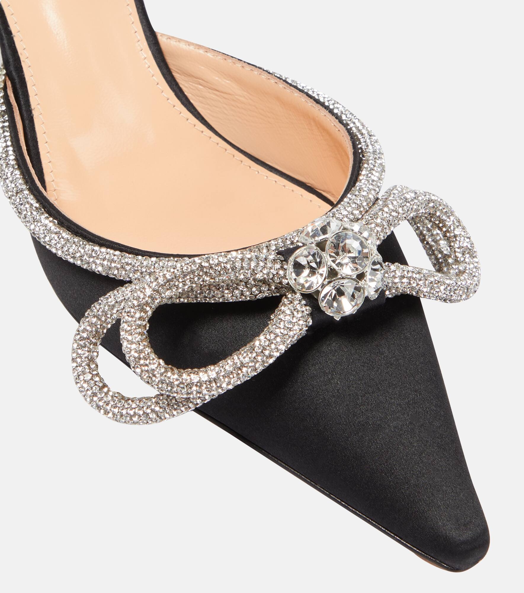 Double Bow 65 embellished satin pumps - 6