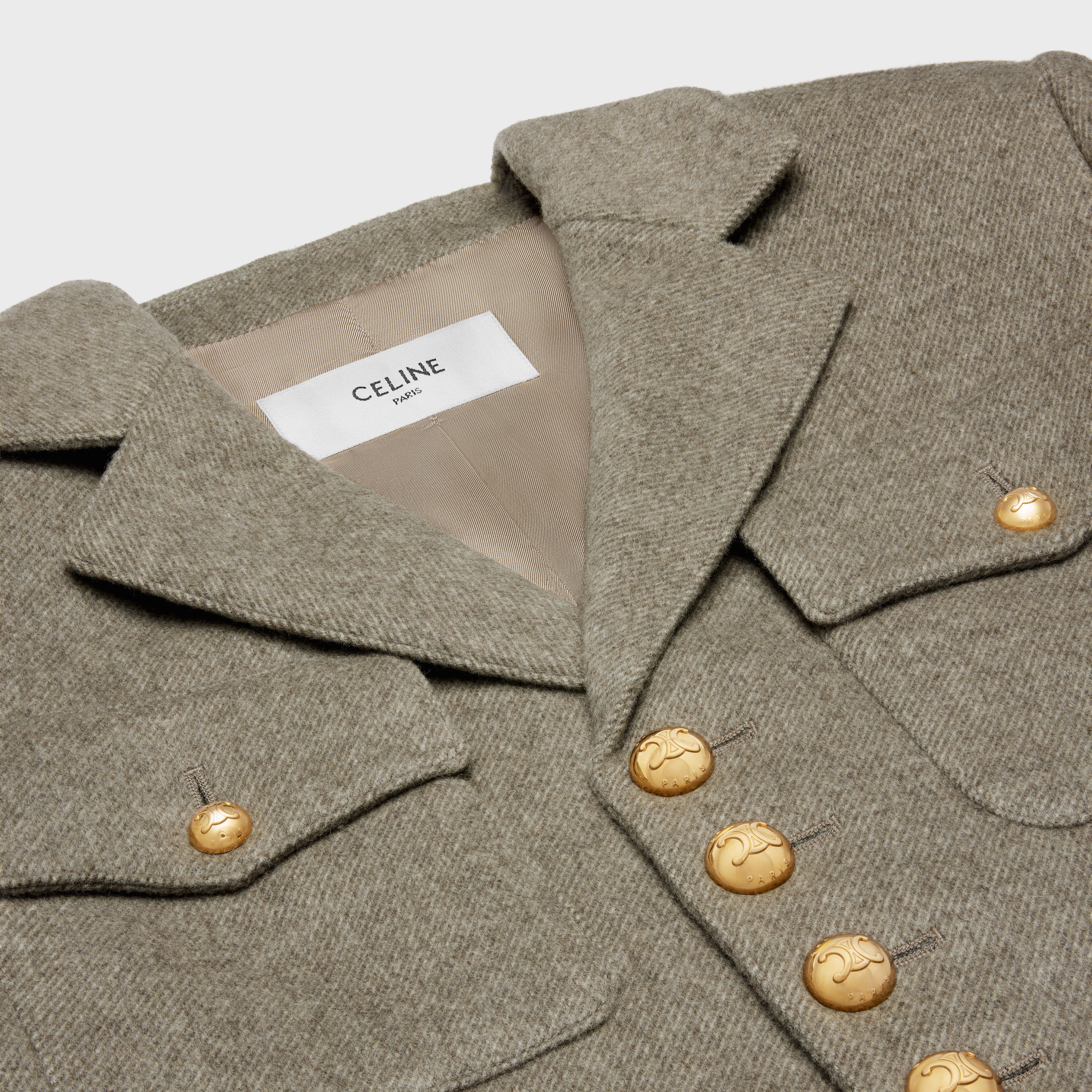 CELINE saharienne jacket in diagonal cashmere | REVERSIBLE