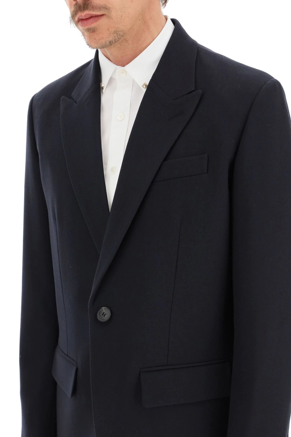 SINGLE-BREASTED WOOL BLAZER - 5