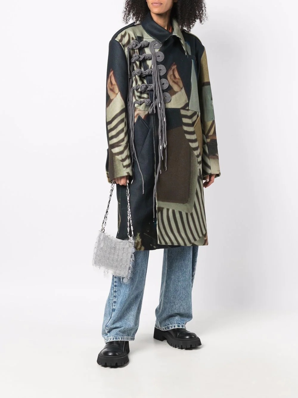 photographic-print fringed coat - 3