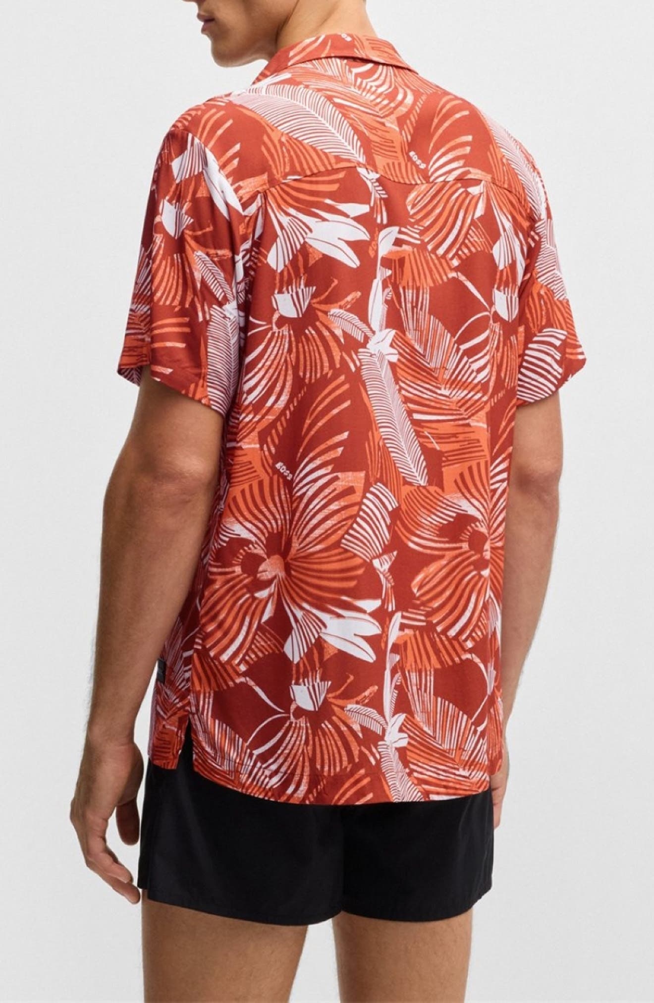 BOSS Beach Camp Shirt in Bright Orange at Nordstrom - 2
