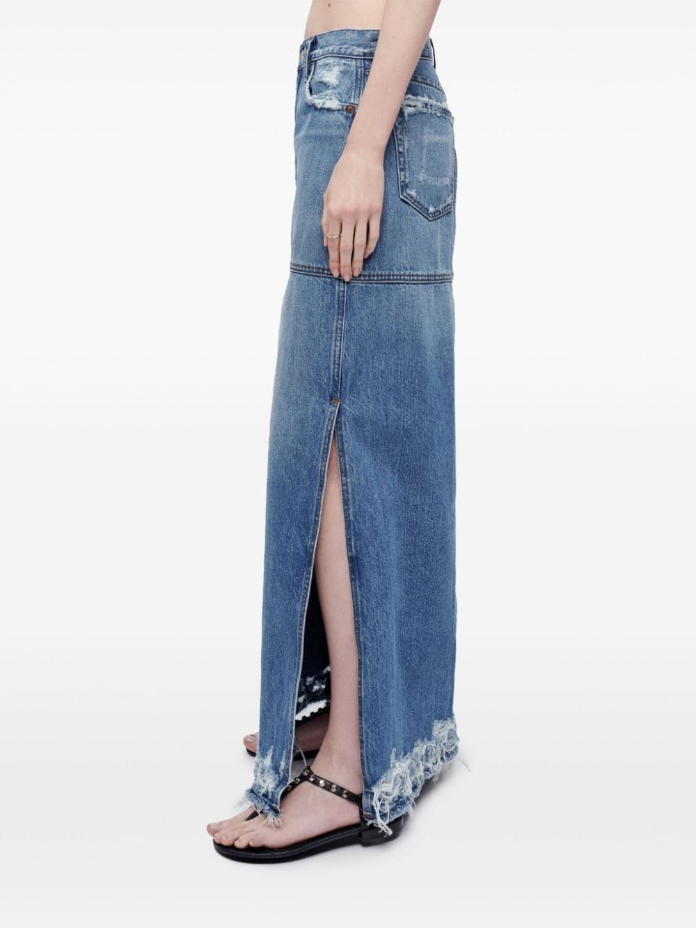 split mid-rise denim skirt - 4