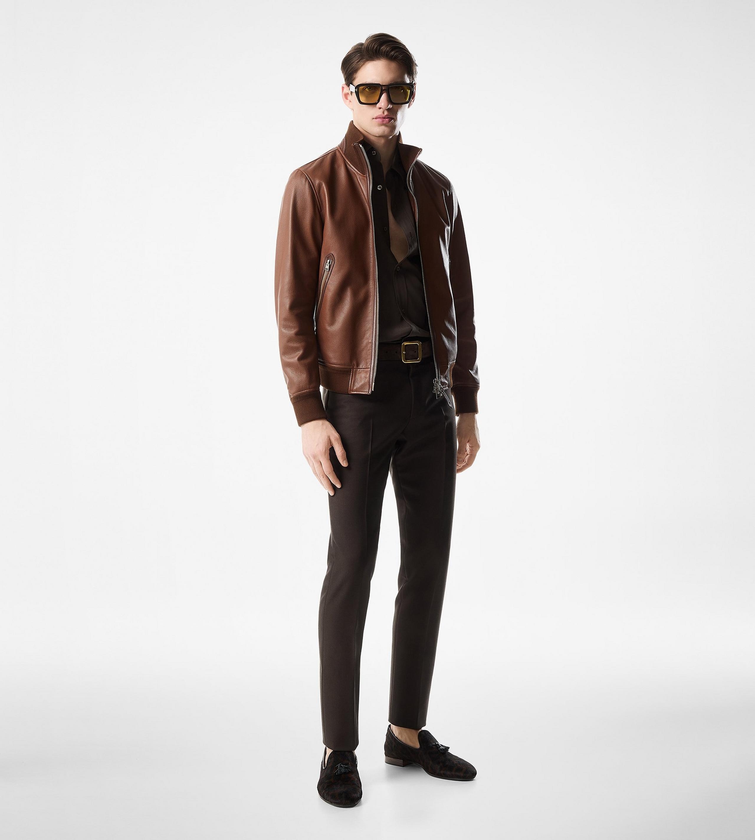 GRAIN LEATHER TRACK BOMBER - 2