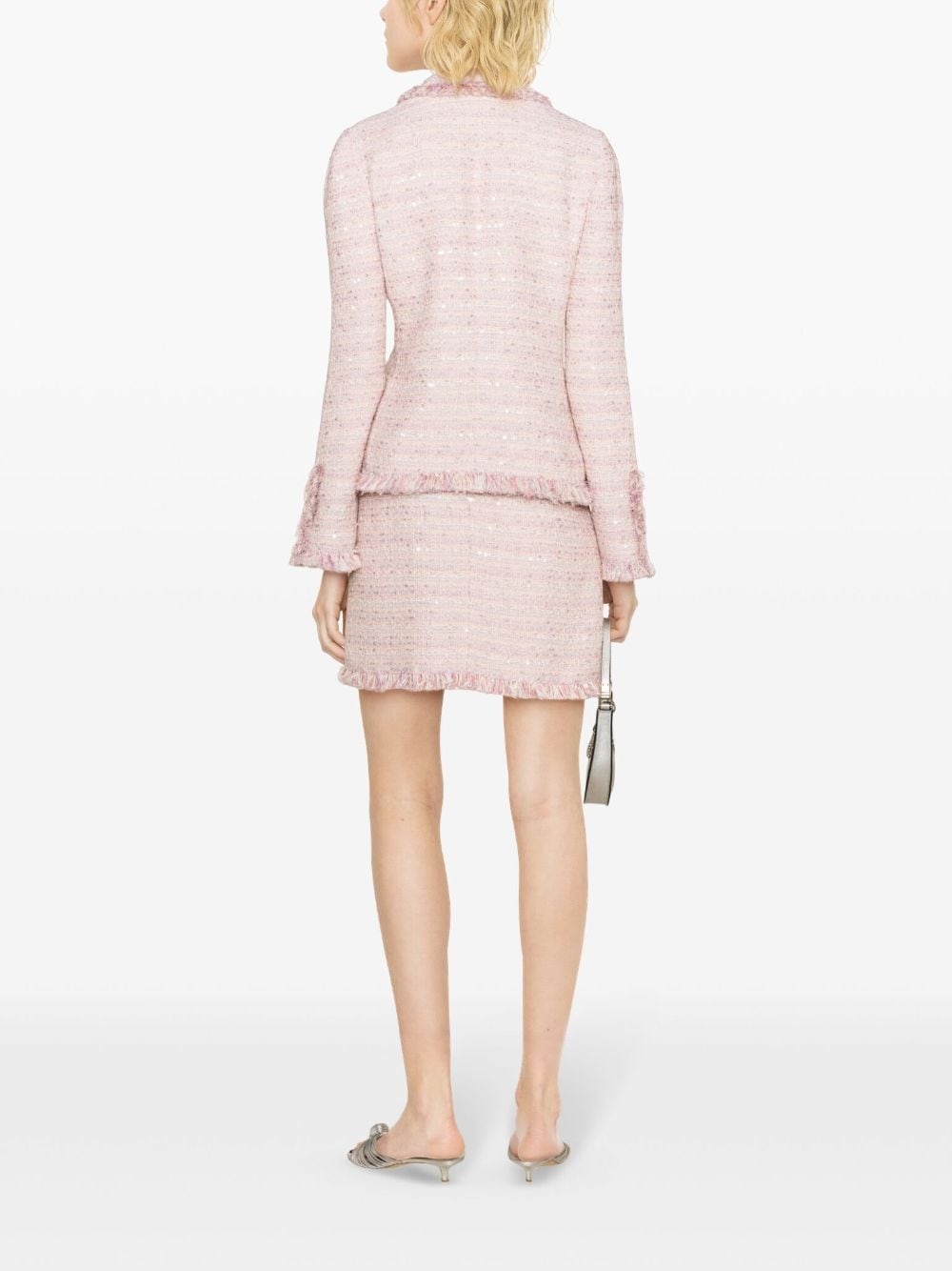 frayed high-waist tweed miniskirt - 4
